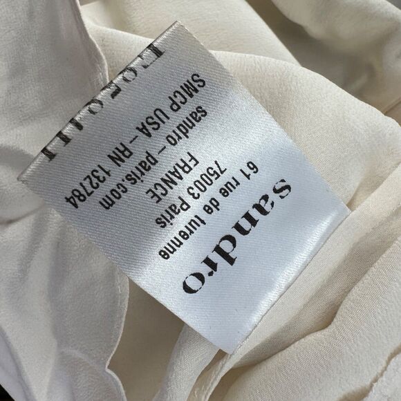 Sandro Silk Zip Back Short Sleeve Sheer Blouse Size 1 - Picture 5 of 6